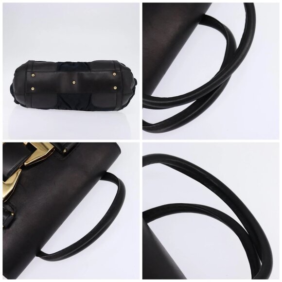 GUCCI GG Canvas Hand Bag Black Gold Auth SW1542 - Picture 15 of 16